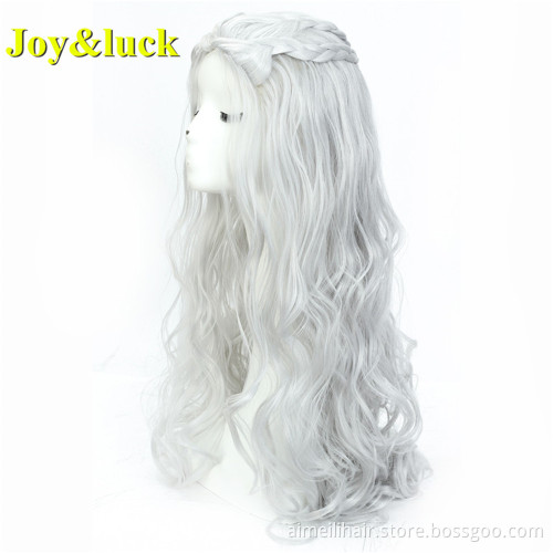 24inch Long Natural Wavy Wig Wholesale Price Blonde Gold Braided Hair Style Costume Cosplay Wig for Women Synthetic Hair Wigs